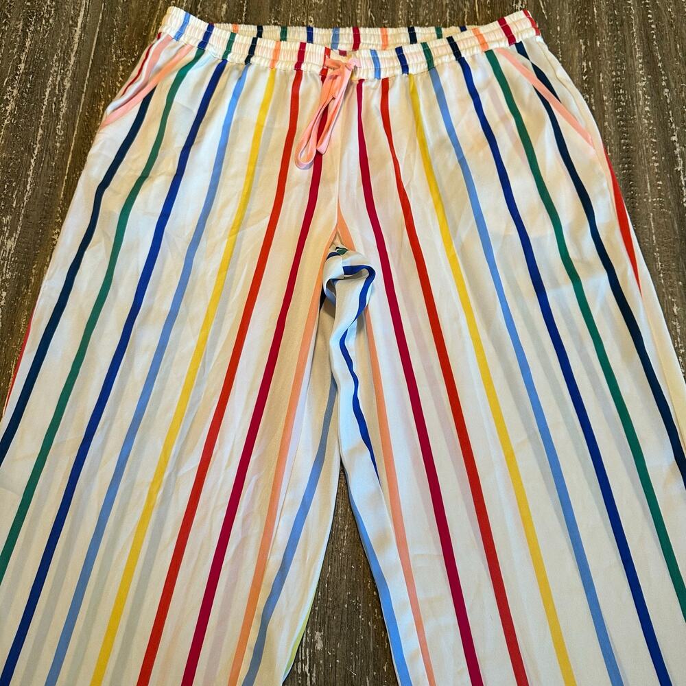 Summersalt Rainbow Stripes Wide Leg Pants Womens Small Lounge Swimsuit Cover Up